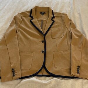 Lands' End Camel Blazer with Navy Trim